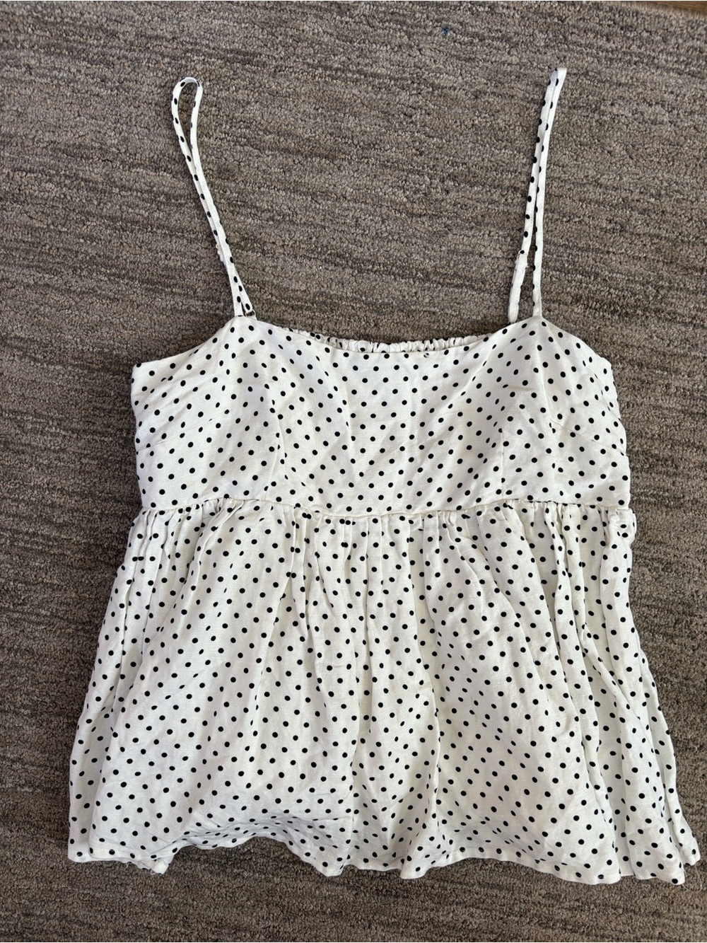 Kate Spade white and black polka dot babydoll tank top